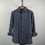 Afwan Premium Fancy Cotton Full Sleeve Shirt Navy blue - Image 2