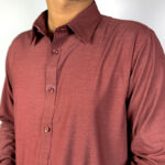 Afwan Exclusive Bamboo Cotton Shirt - Classic Maroon - Image 2