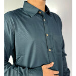 Afwan Exclusive Bamboo Cotton Shirt - Bottle Green - Image 2