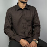 Afwan Exclusive Bamboo Cotton Shirt - Chocolate Brown - Image 4